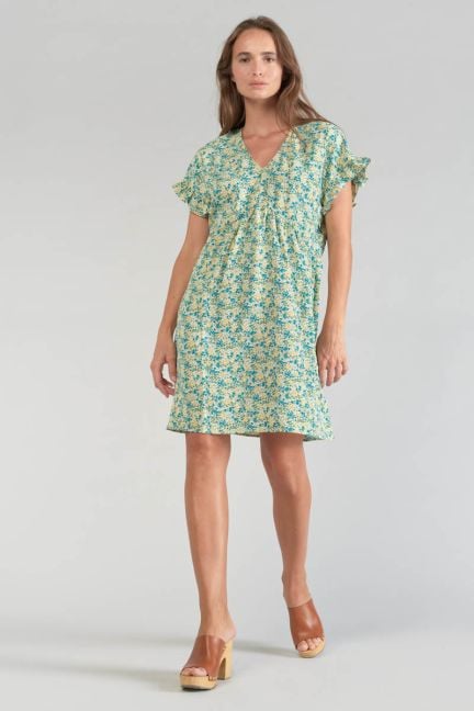 Robe Tate à motif fleuri vert et bleu