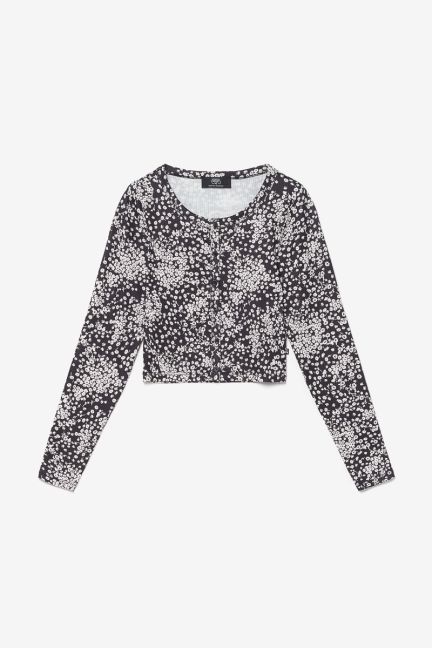 Cardigan Comegi à motif floral noir et blanc