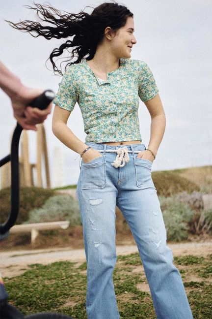 Jeans regular Precia 7/8ème destroy bleu N°4