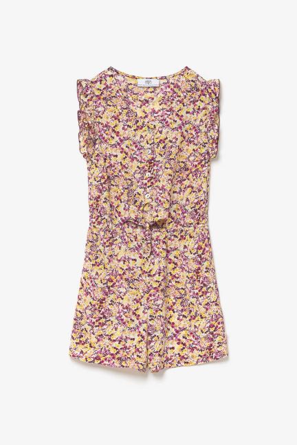 Combi-short Yogagi à motif floral rose et jaune
