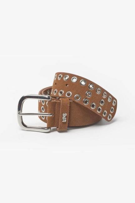 Ceinture Lucia en cuir velours cognac