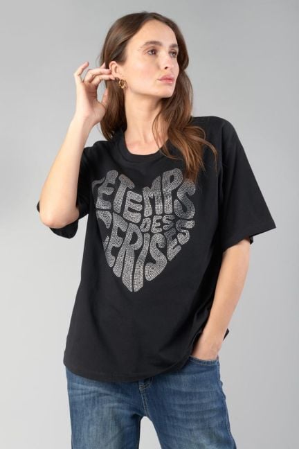 T-shirt Oraya noir à strass