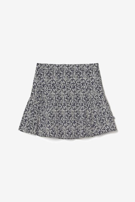 Jupe short Onourisgi à motif floral bleu nuit et blanc