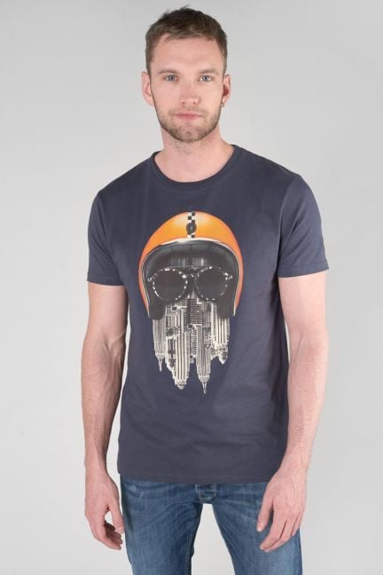 T-shirt Backi bleu nuit imprimé