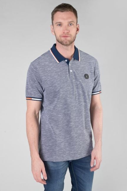 Polo Polar en jersey chiné bleu marine