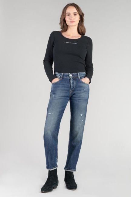 Jeans 400/17 mom Bambino taille haute 7/8ème destroy bleu N°2