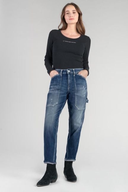 Jeans 400/60 girlfriend Union taille haute 7/8ème destroy bleu N°3