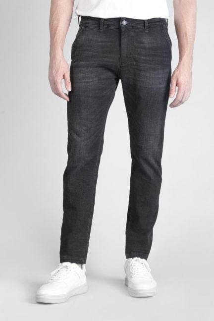 Pantalon chino Dejean en jeans noir délavé