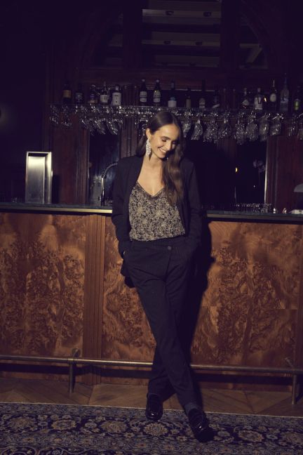 Pantalon Livia noir à fermeture asymétrique