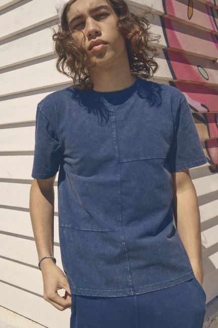 T-shirt Sarobo bleu délavé