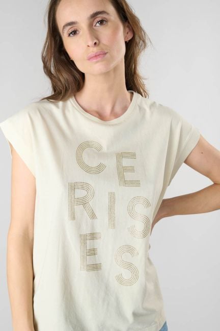 T-shirt Gardeni beige imprimé
