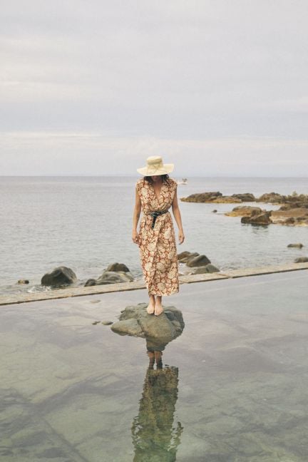 Robe Joubarb à motif fleuri ocre