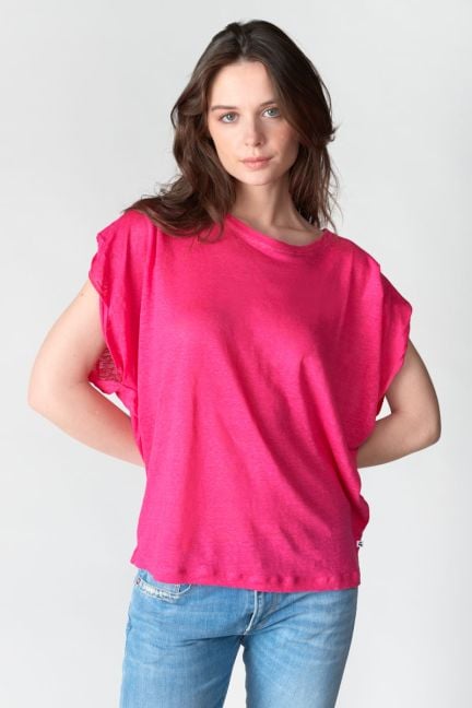 T-shirt Muflier en lin fuchsia