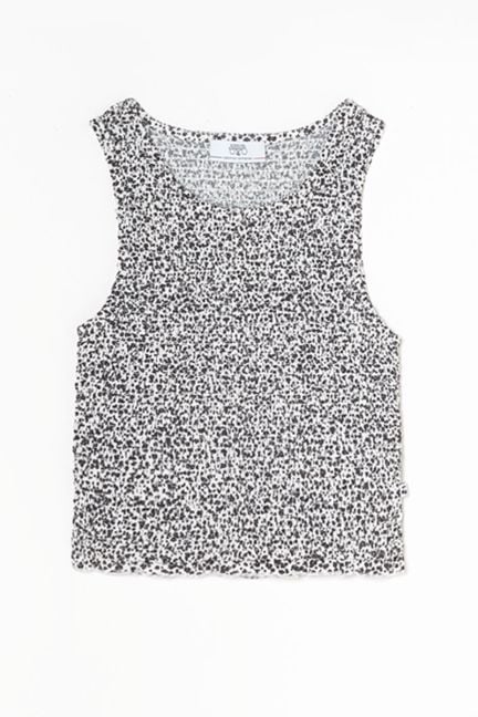 Top Elgagi à motif floral noir et blanc