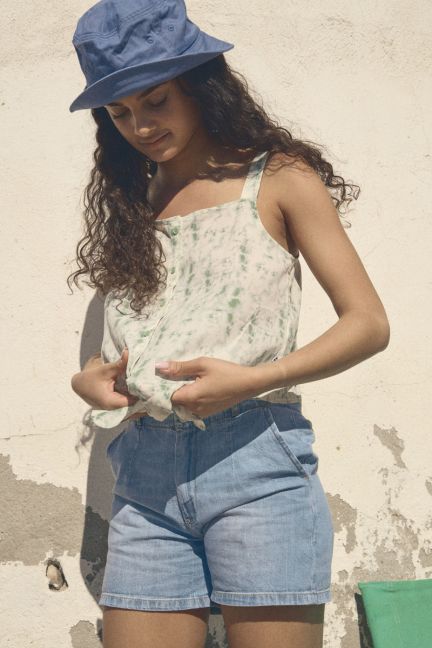 Top court Joanigi tie and dye vert d'eau