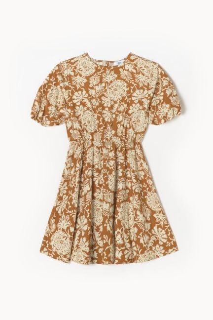 Robe Joubarbgi à motif fleuri ocre