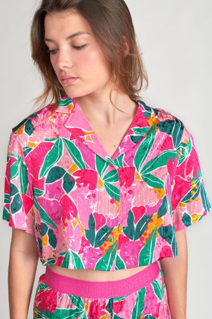 Chemise Saugegi fushia à motif fantaisie