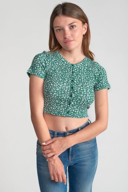 Top Siloegi à motif floral vert