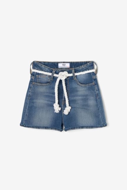 Short Tiko taille haute en jeans bleu délavé