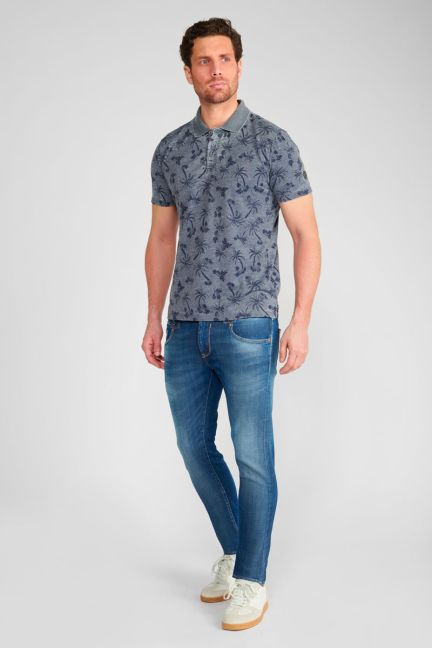Polo Fezur à motif palmier bleu