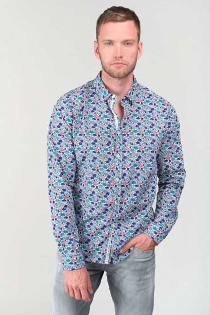 Chemise Rubis blanche à motif feuilles