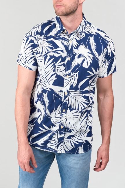 Chemise Ruti bleu marine à motif jungle