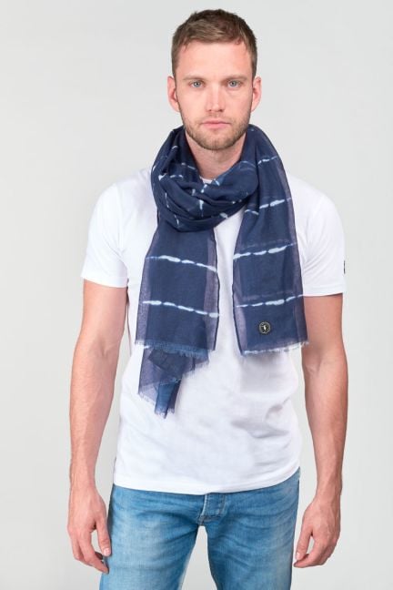 Foulard Scape bleu marine à motif tie and dye