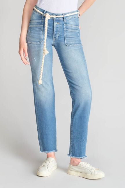 Jeans Pricilia taille haute 7/8ème destroy bleu N°4