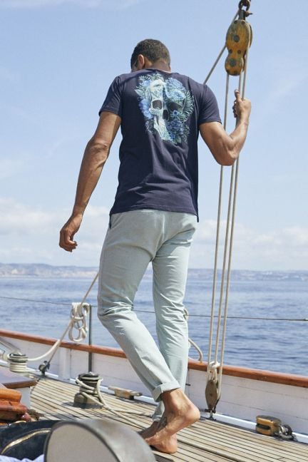 Pantalon chino large Cesar vert d'eau