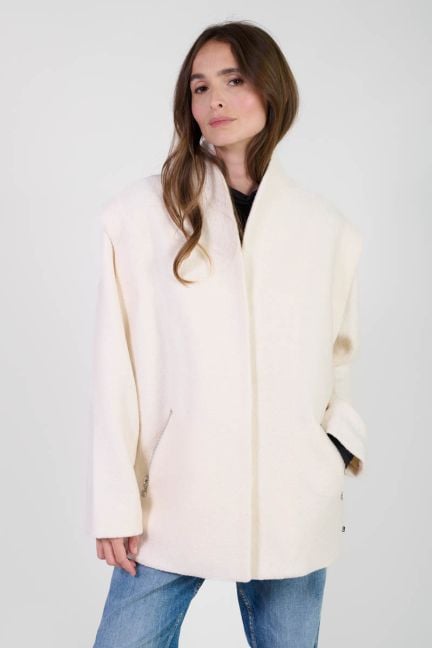Manteau Shinn en laine mélangée crème