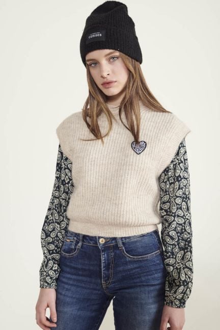 Pull Bellgi sans manches crème