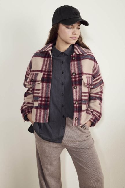 Veste Ditagi à carreaux crème et rose