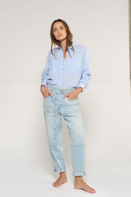 Jeans boyfit Cosy pocket 7/8ème bleu N°5