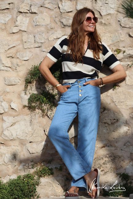 James 400/60 girlfriend by Véronika Loubry jeans taille haute en tencel bleu