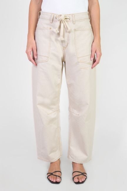 Jeans balloon Madie taille haute écru