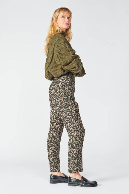 Pantalon Way à motif léopard kaki
