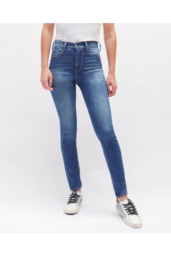 Jeans Power Skinny Taille Haute Bleu