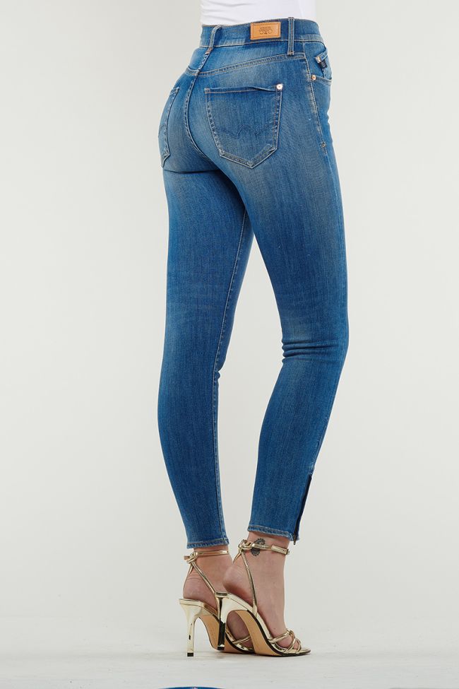 Jeans Power Taille Haute court bleu