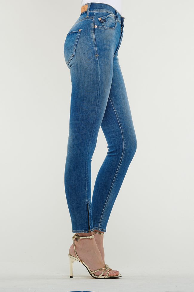 Jeans Power Taille Haute court bleu