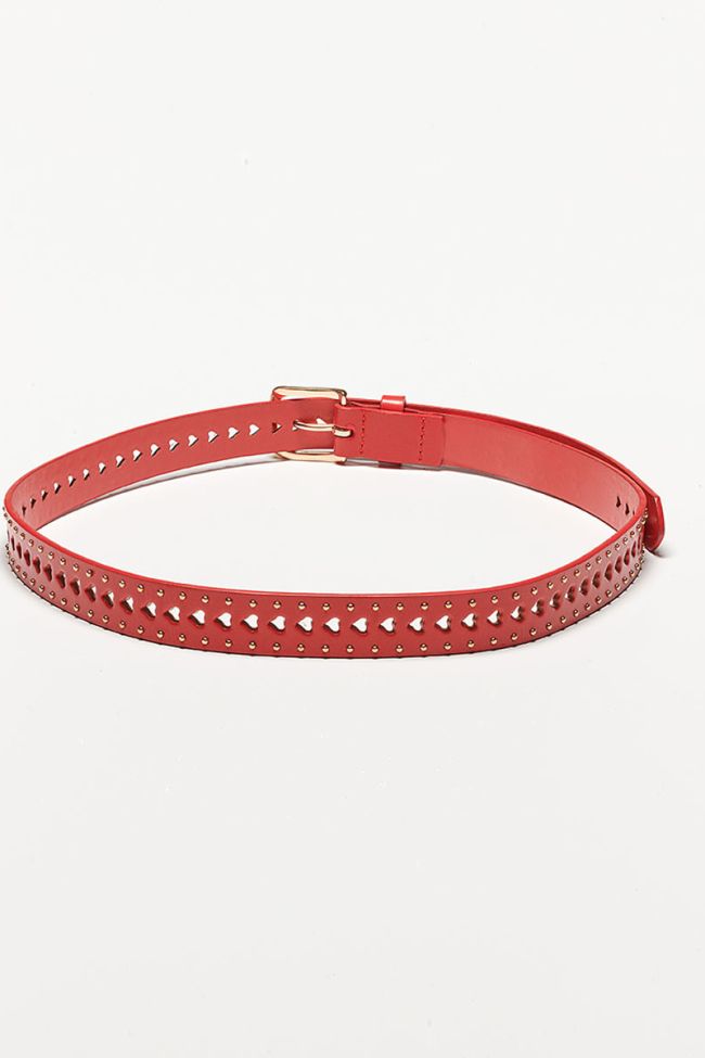 Red heart leather belt