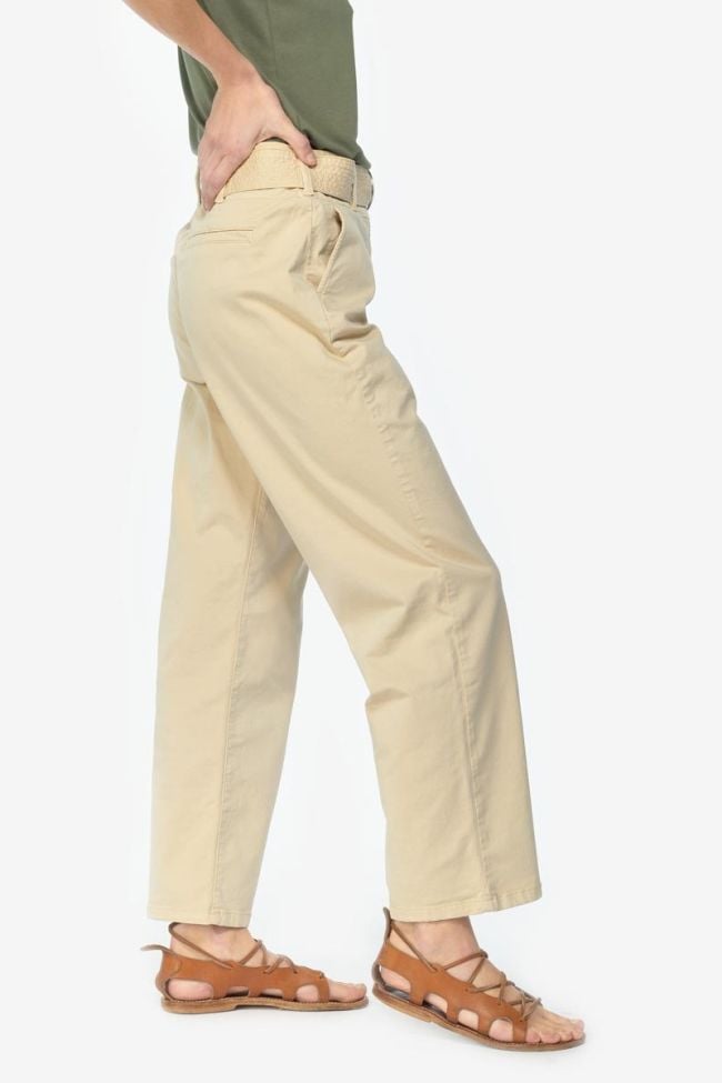 Beige Serena high waisted chino trousers