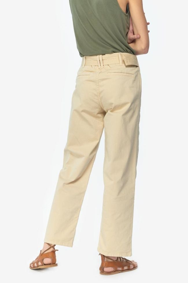 Pantalon chino taille haute Serena beige