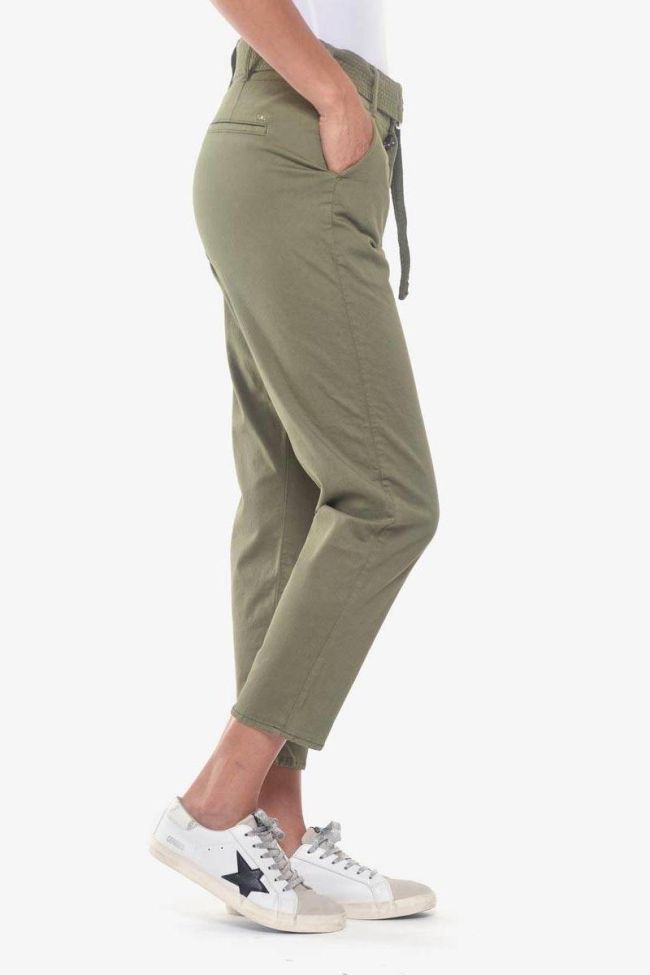 Pantalon chino taille haute Serena kaki