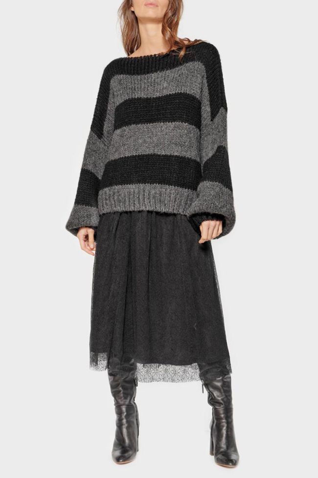 Black and charcoal grey striped Colombe pullover