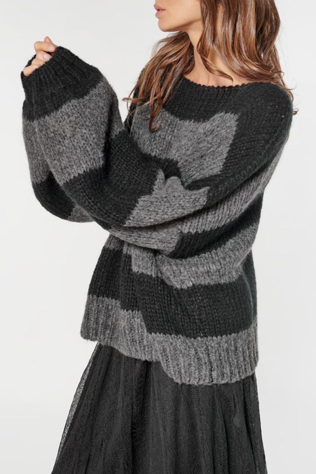 Black and charcoal grey striped Colombe pullover