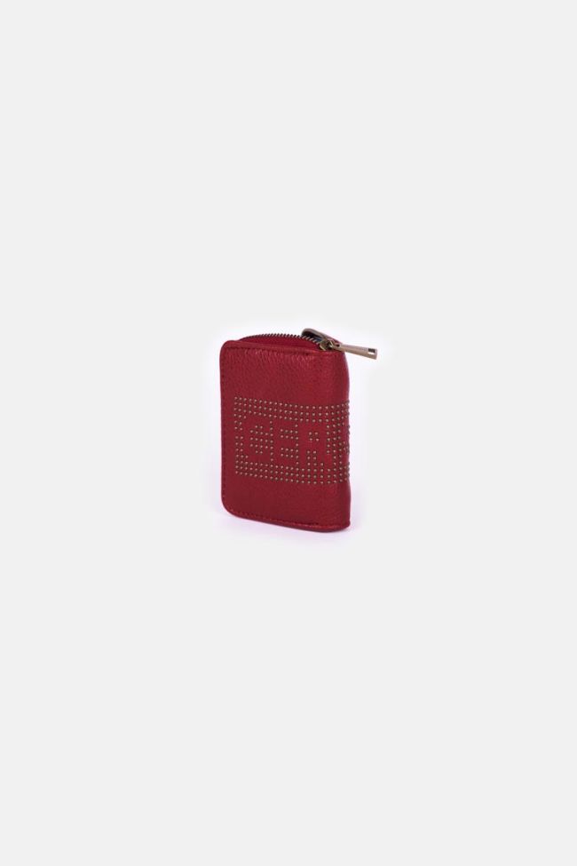 Mini portefeuille Kelta rouge clouté
