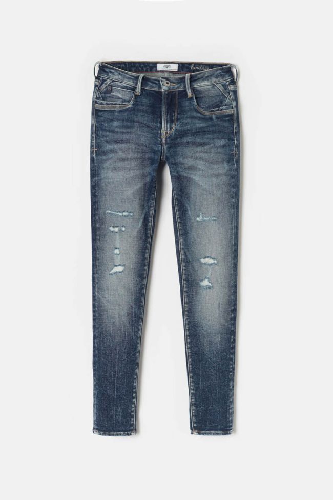 Tiapa power skinny 7/8ème jeans destroy vintage bleu N°2