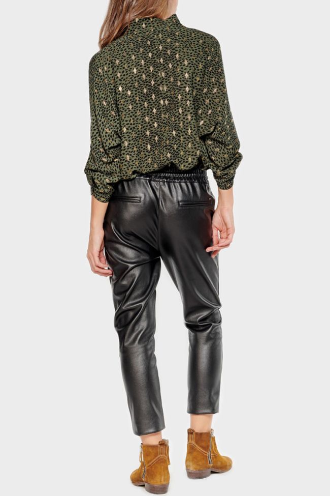Black faux leather Minet trousers
