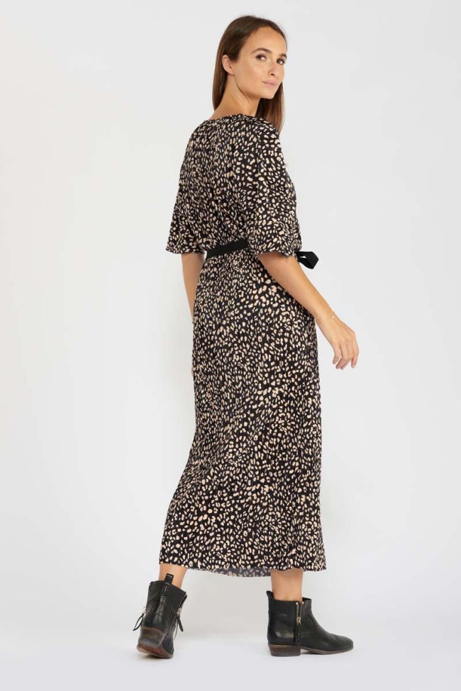 Robe longue Anie à motif léopard