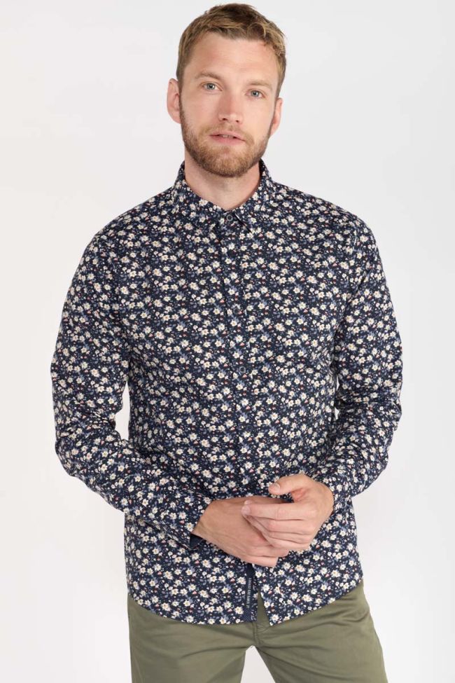 Navy flower print Mastre shirt